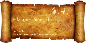 Höger Arnold névjegykártya